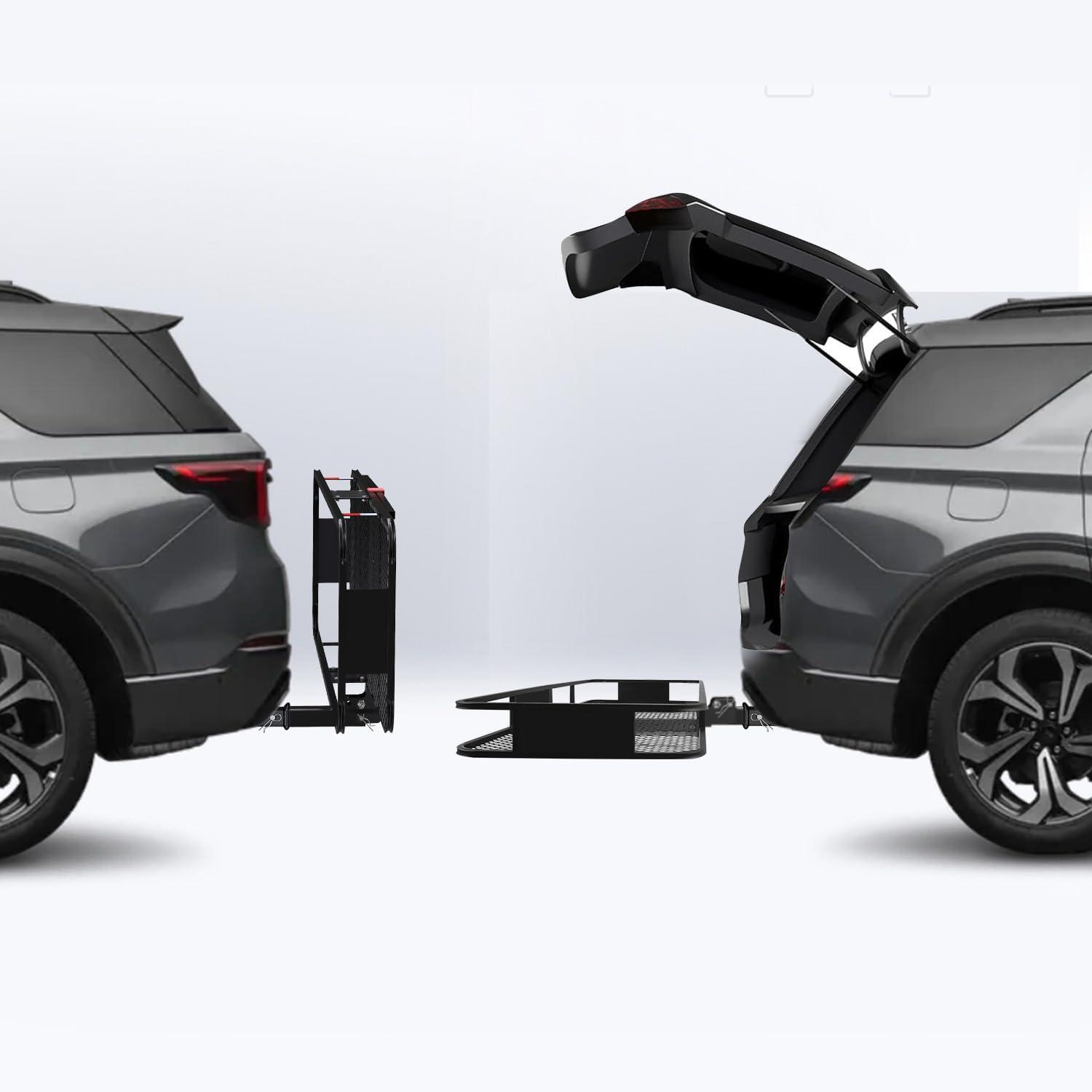 ROCKLAND Rockland 60 x 24-Inch Hitch Cargo Carrier 60-in L x 24-in W x 6-in H Steel Hitch Cargo basket