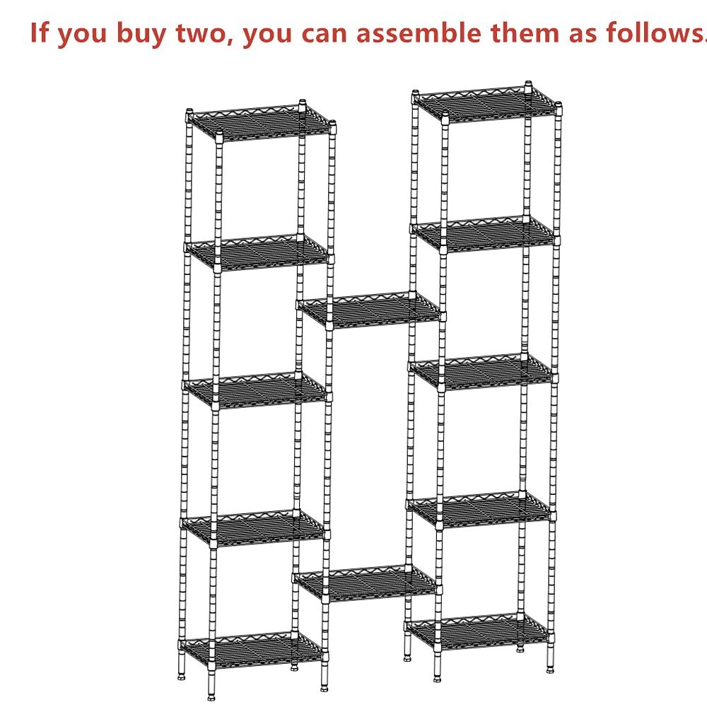 REGILLER 6 Wire Shelving Steel Storage Rack Adjustable Unit Shelves for Laundry Bathroom Kitchen Pantry Closet(Silver, 11.7" D x 16.8" W x 63" H)