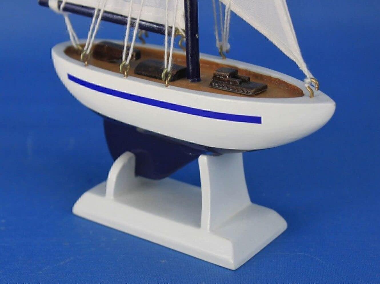 Hampton Nautical Wooden Enterprise Model Sailboat Christmas Ornament 9" - Tree Ornament - Wood M