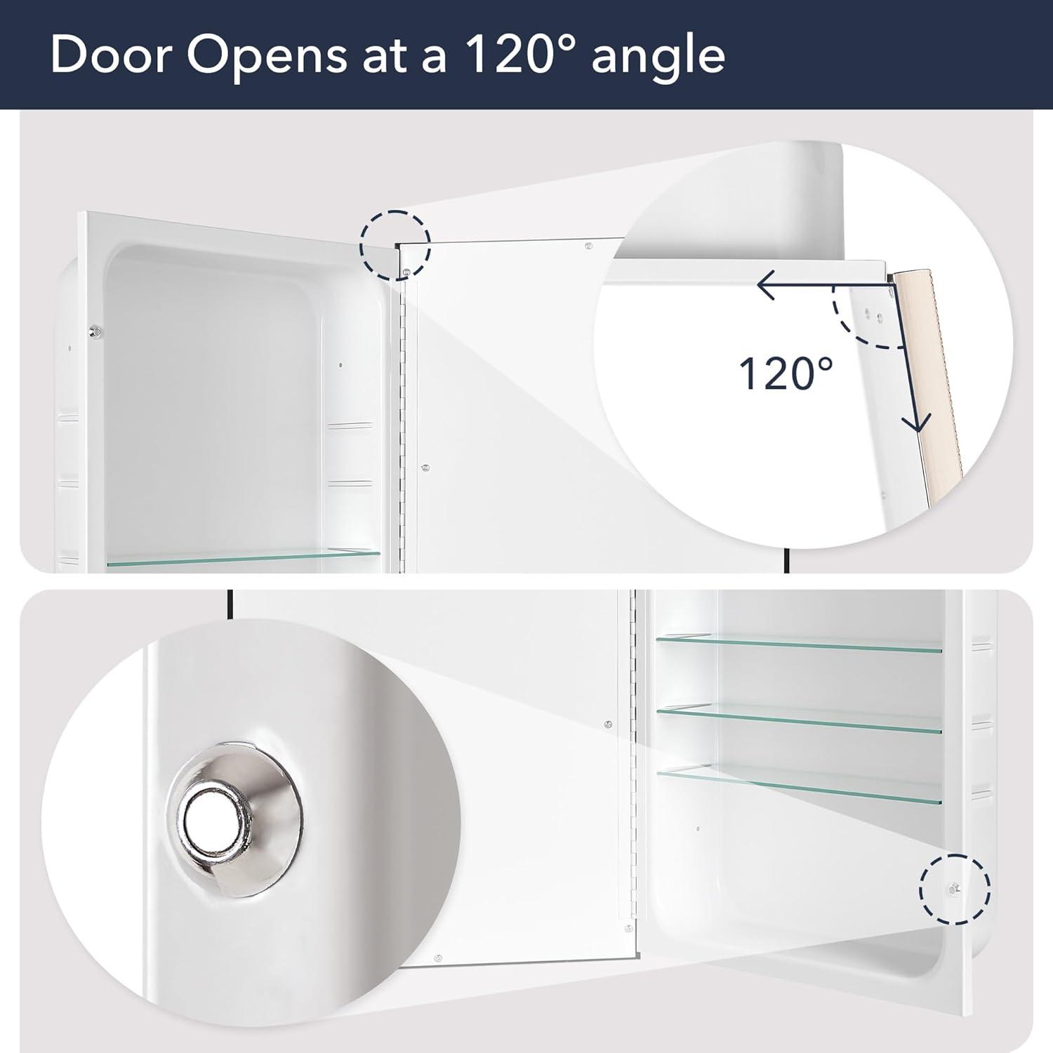 16" x 26" Metro Beaded Recessed Medicine Cabinet - Head West: Wall Mount, Polystyrene Frame, 3 Shelves