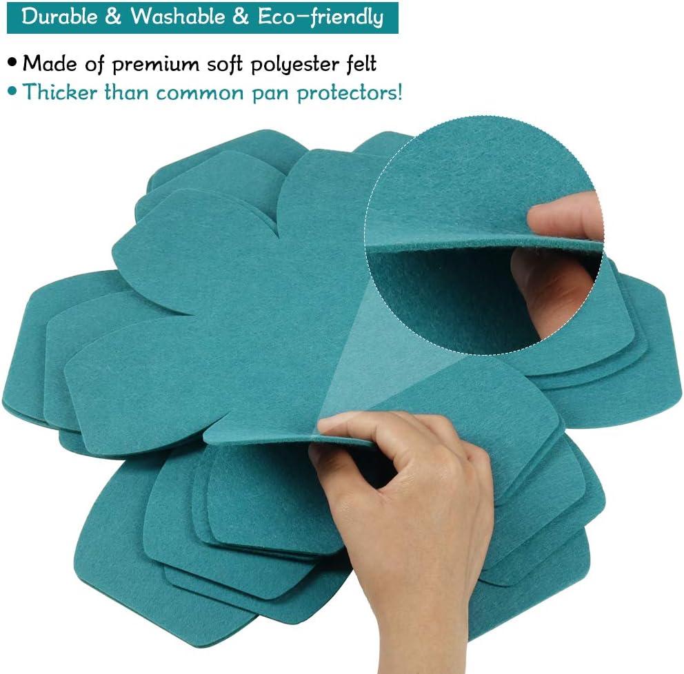 Cyan Felt Star-Shaped Pot and Pan Protectors, Set of 12