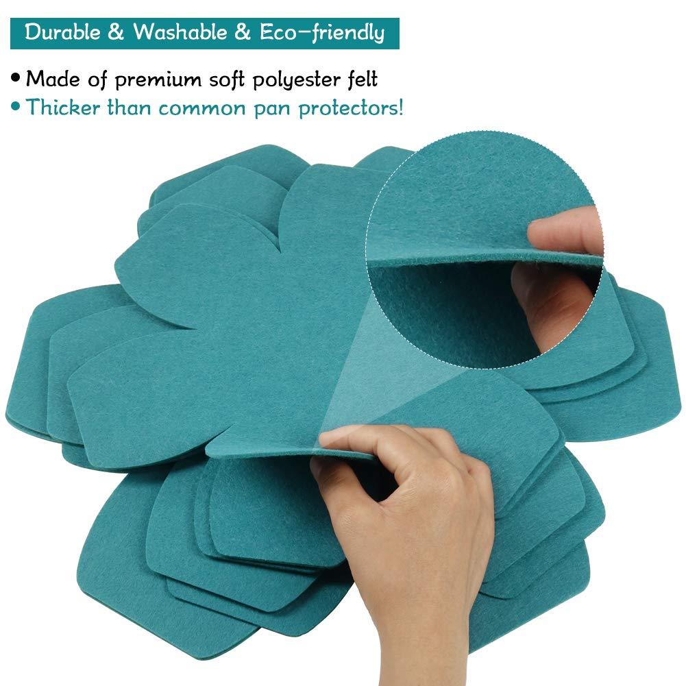 12Pcs Pot and Pan Protectors, Felt Pan Protector Pads, Cyan Pot Separators Protectors for Stacking and Protecting Your Cookware
