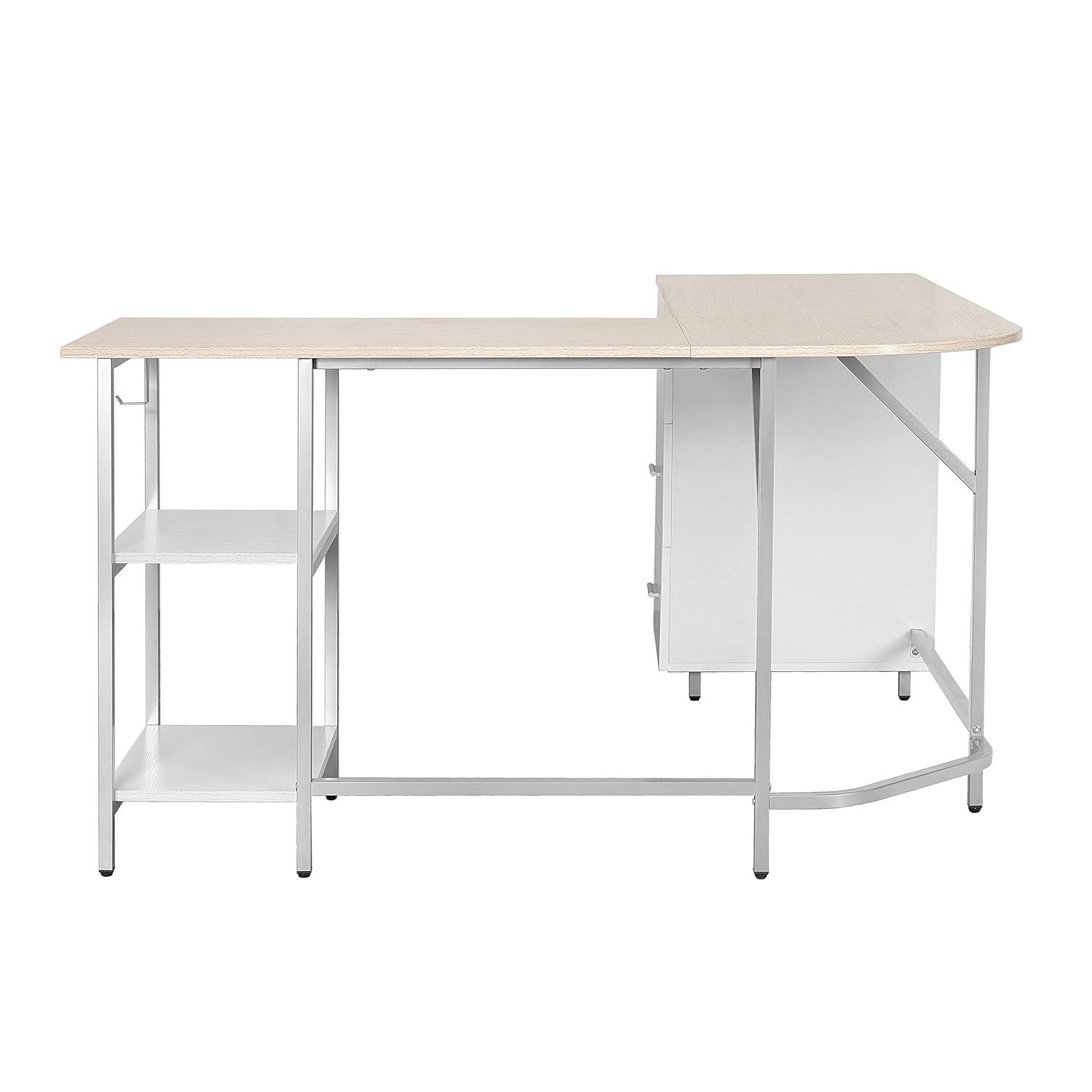17 Stories Techni Mobili L-Shape Home Office Two-Tone Desk With Storage