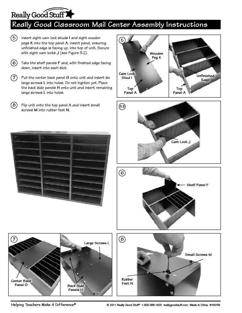 Black Melamine 27-Slot Classroom Mail Center Organizer