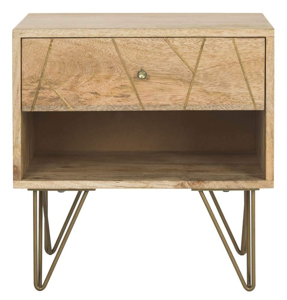 SAFAVIEH Marigold Mid-Century 1 Drawer Nightstand, Natural