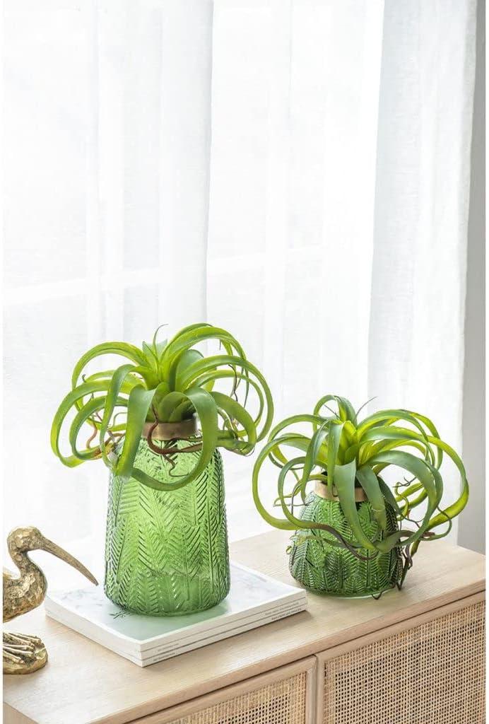 A&B Home Glass Vase with Vintage Green Leaf Pattern, Table Accent, 6 inches