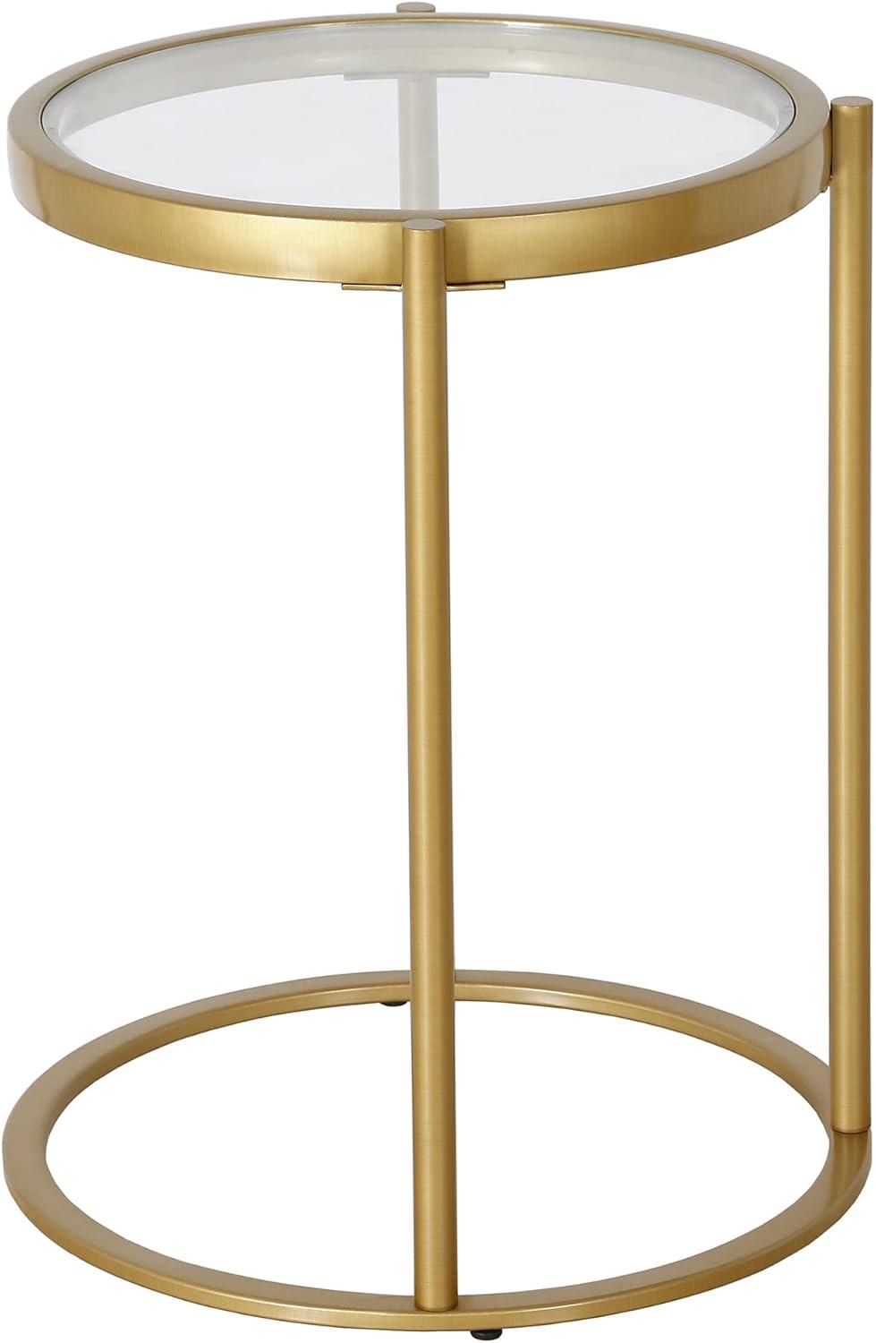 Evelyn&Zoe Duxbury 16" Wide Round Side Table, Brass