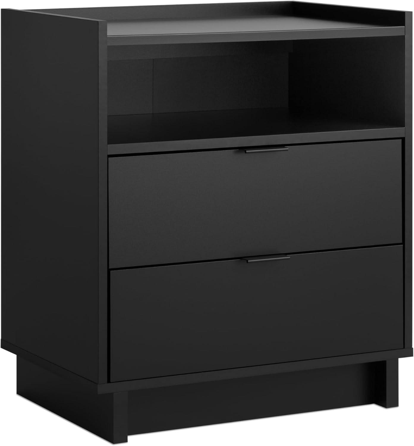 Prepac 23.75" Wide Simply Modern 2 Drawer Nightstand Black