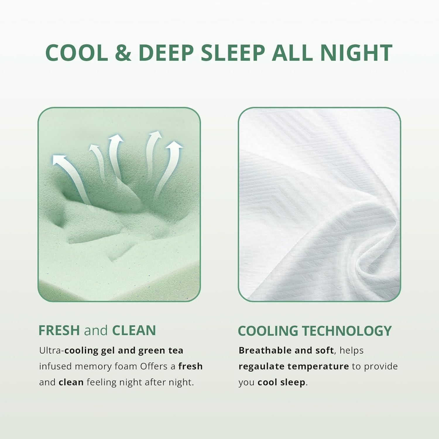 Twin Mattress - 6 Inch Green Tea Memory Foam Mattress- Twin Mattresses in a Box - CertiPUR-US Certified Fiberglass Free - Gel Layer - Medium Firm - 75" x 38"