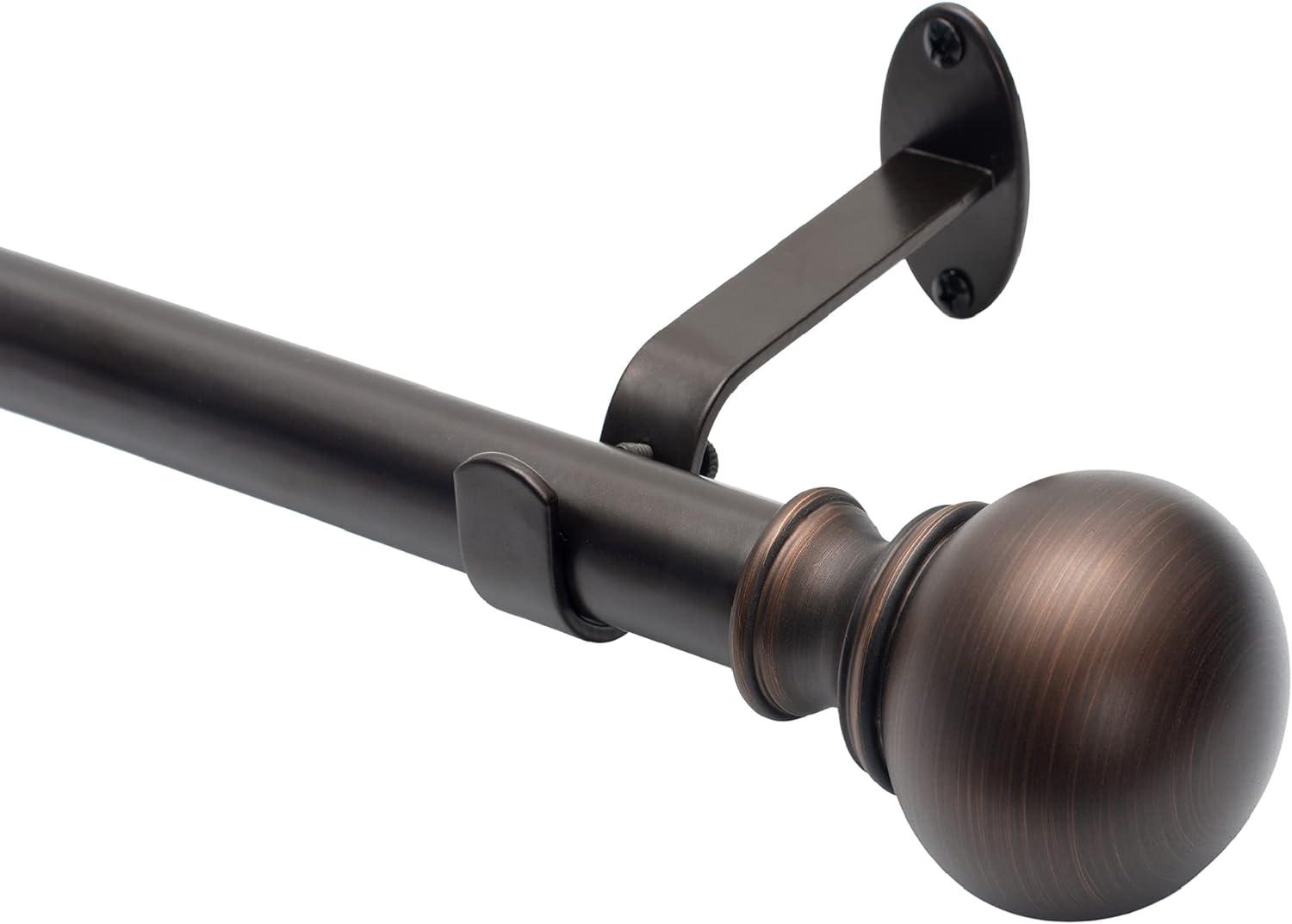 Elrene Cordelia 1" Window Drapery Single Curtain Rod with Globe Ball Finial - Elrene Home Fashions