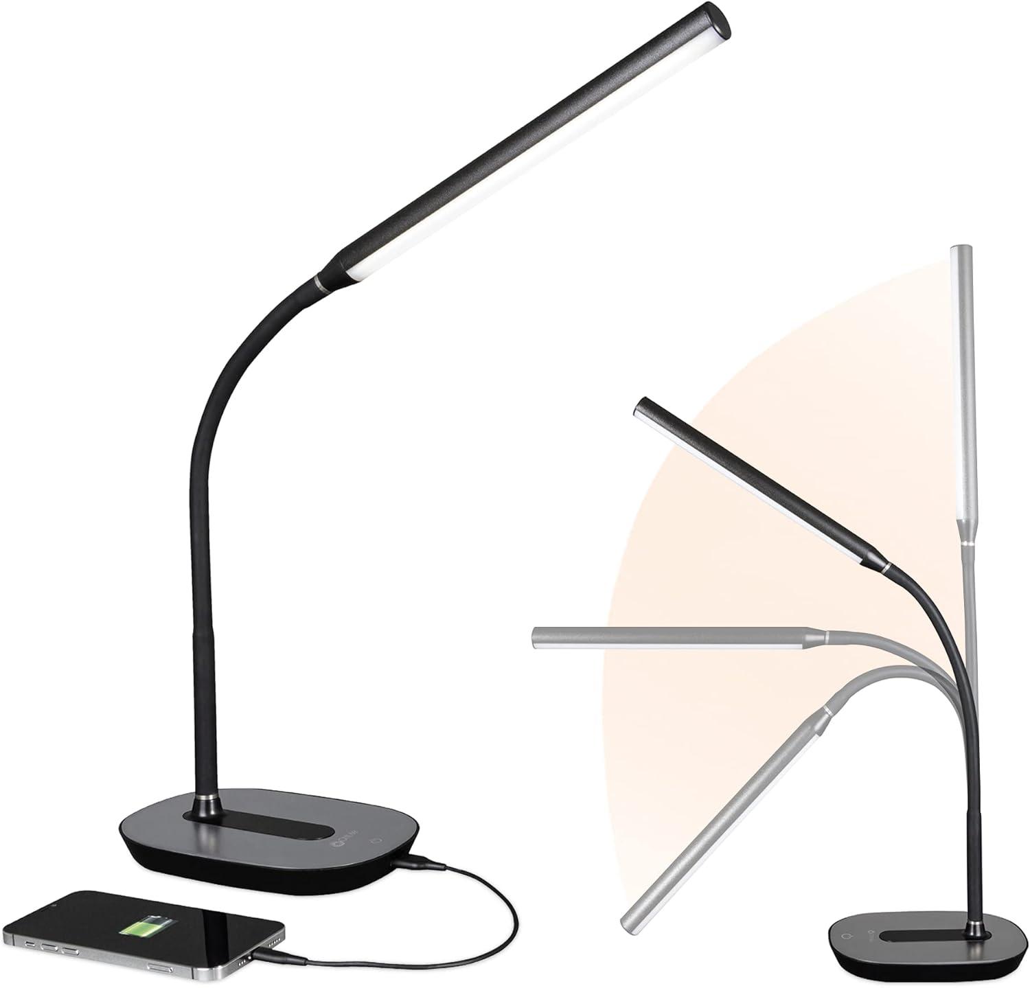 OttLite OttLite Strive LED Desk Lamp with USB, Flexible Neck, 3 Brightness Settings with Touch Controls