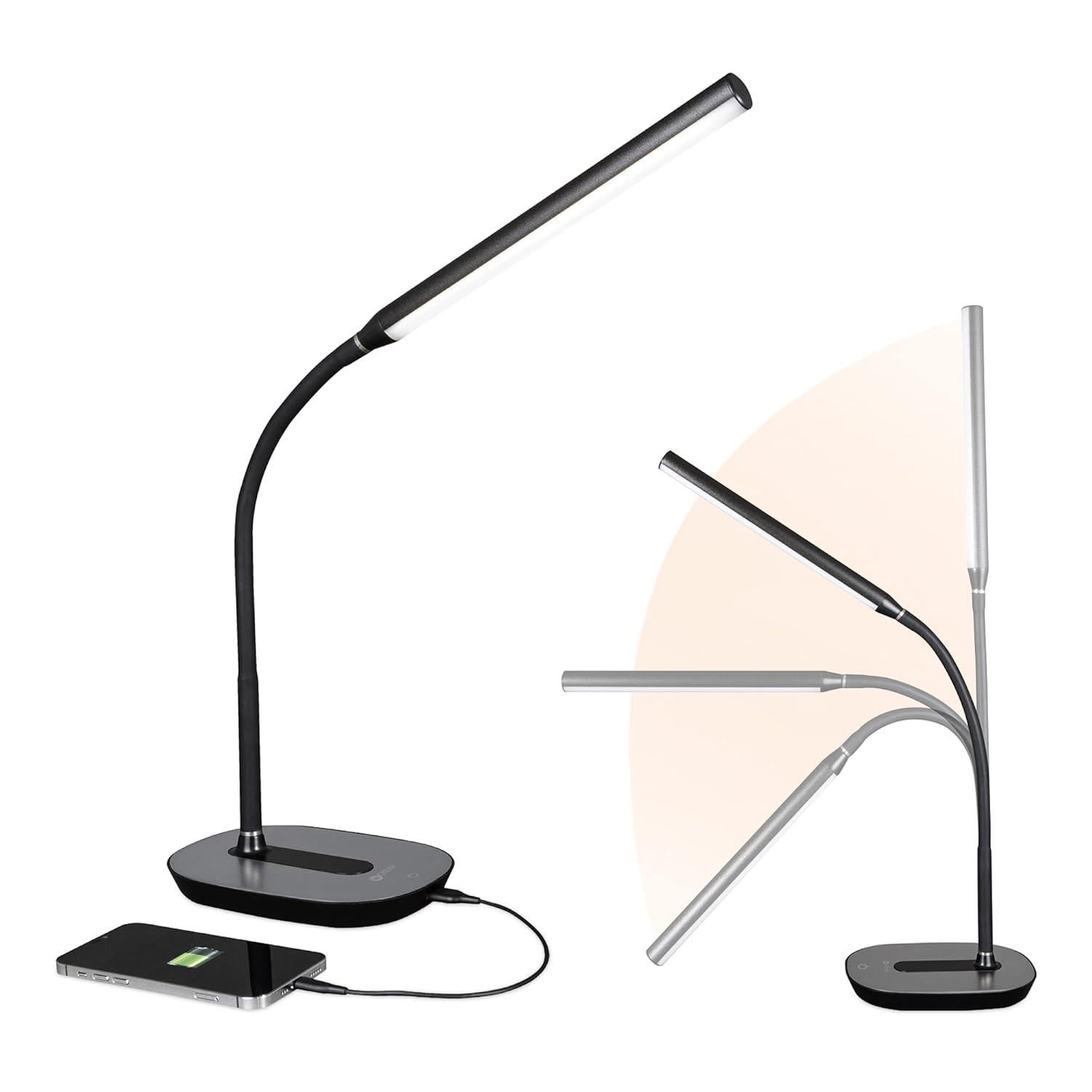 OttLite OttLite Strive LED Desk Lamp with USB, Flexible Neck, 3 Brightness Settings with Touch Controls