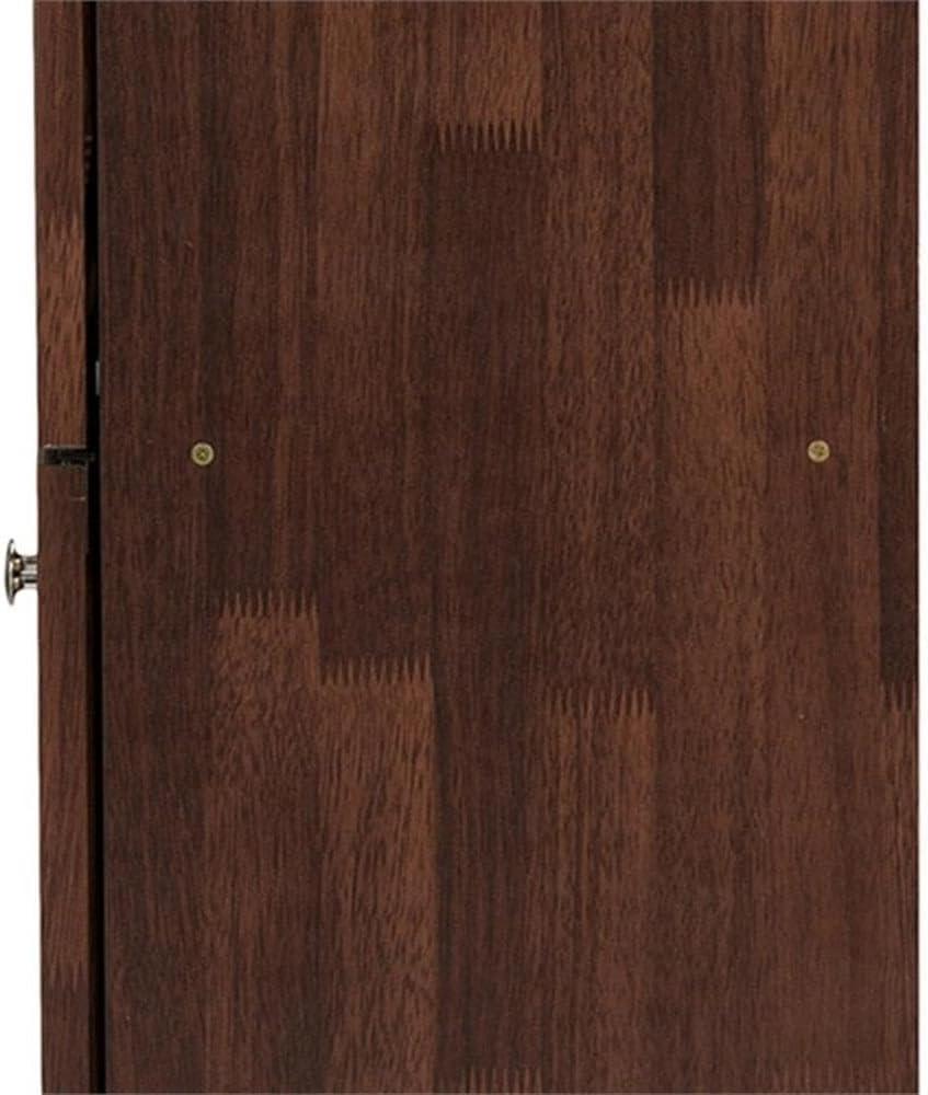 Baxton Studio Fernanda Modern and Contemporary 4-Door Wooden Entryway Shoes Storage Tall Cabinet - Oak Brown: Fixed Shelves, Mahogany Frame