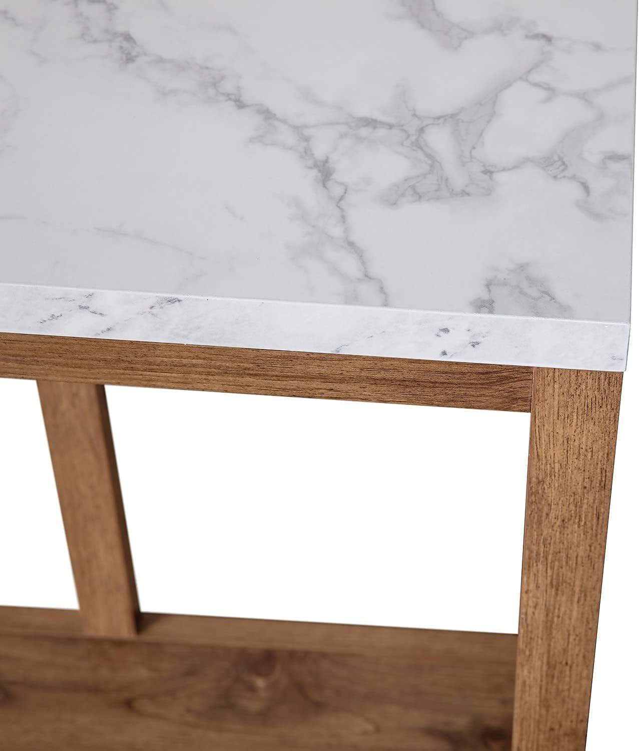 Flash Furniture Farmhouse Style Rustic Entryway Console Table - Warm Oak/Marble Finish Top