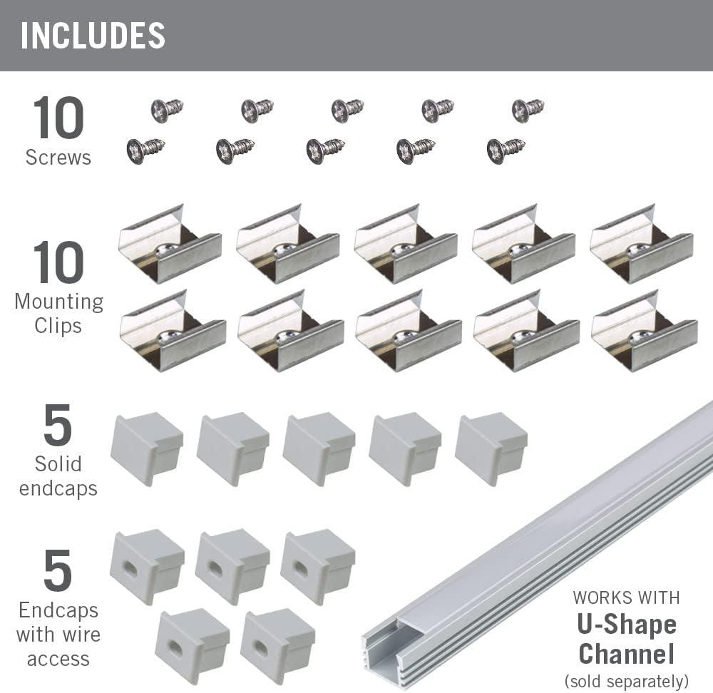 Armacost Lighting Accessory Packs for LED Tape Light Mounting Channels, Deep Surface, Grey 960004