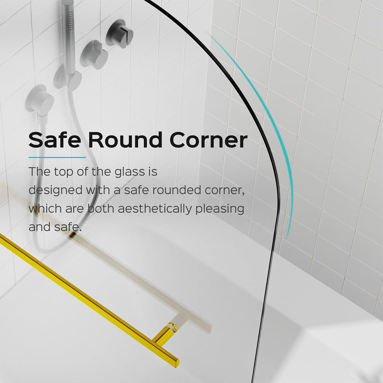 31"W x 55"H Frameless Folding Pivot Shower Tub Door Reversible Installation