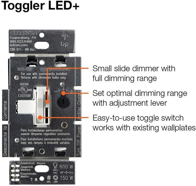 Black Smart LED Toggle Dimmer Switch for Dimmable Bulbs
