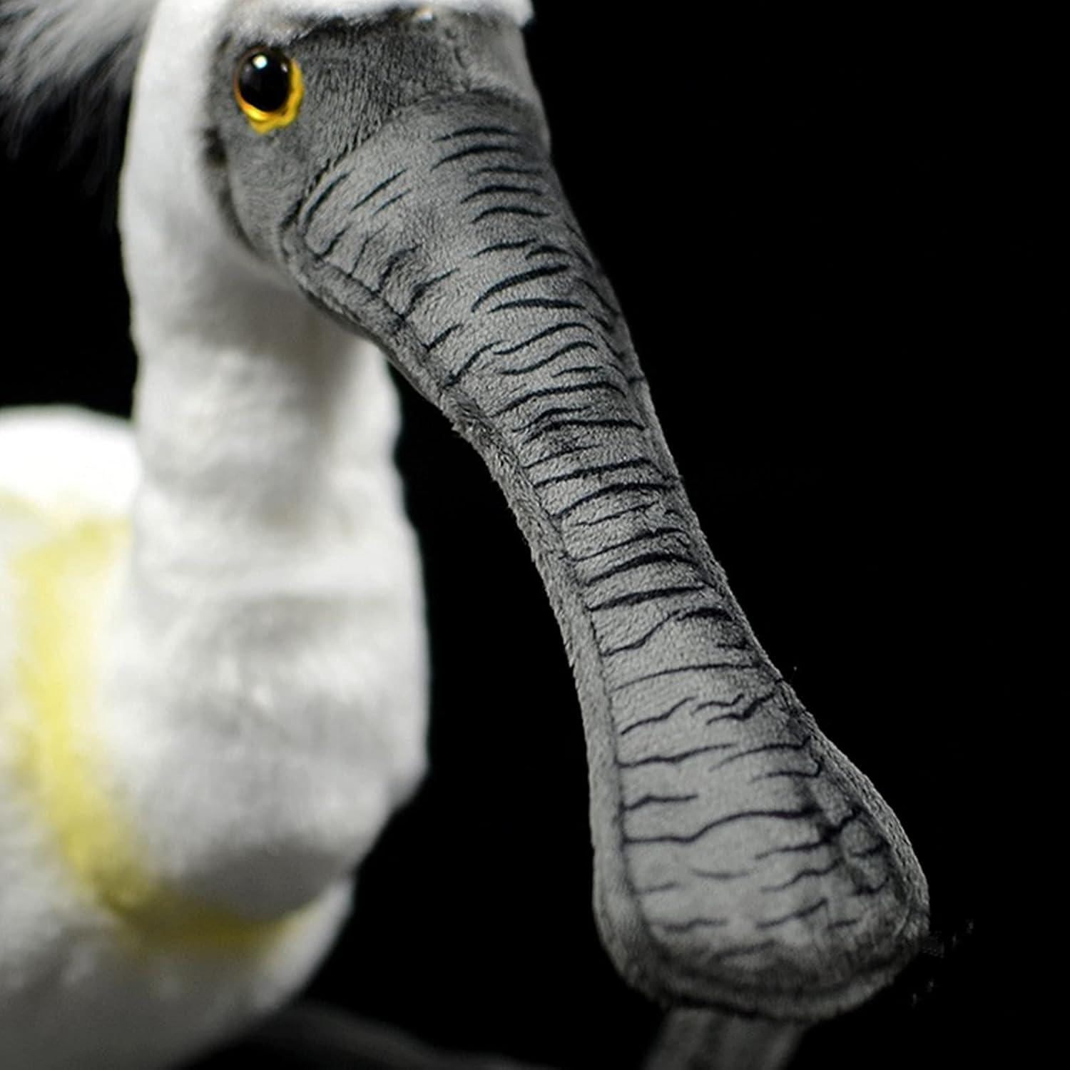 ZHONGXIN MADE Simulation Spoonbill Plush Toy - White Real Life Ibis Bird Simulation Plush Toys, Lifelike Crested Ibis Animals Spoonbill Stuffed Toys Birthday Gifts for Kids, 10.6 Inches
