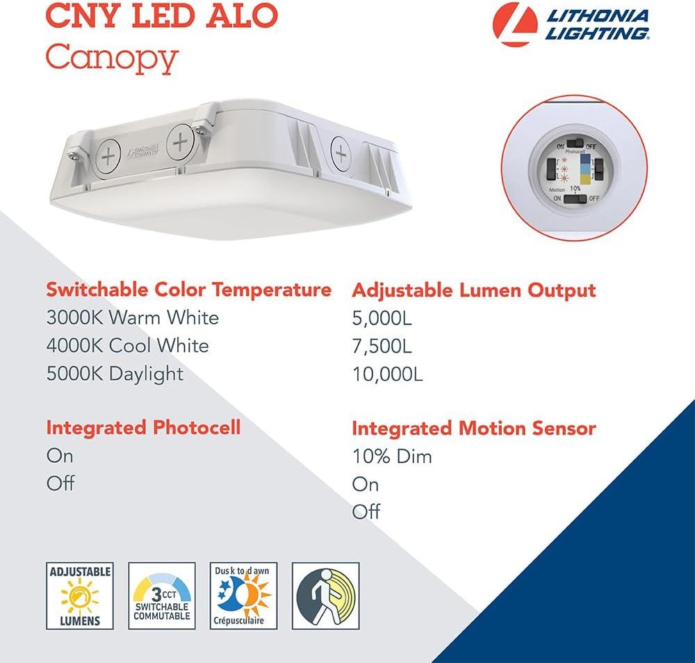 Lithonia Lighting Lithonia Lighting Outdoor CNY LED Canopy Light Photocell On/Off/10% Motion White