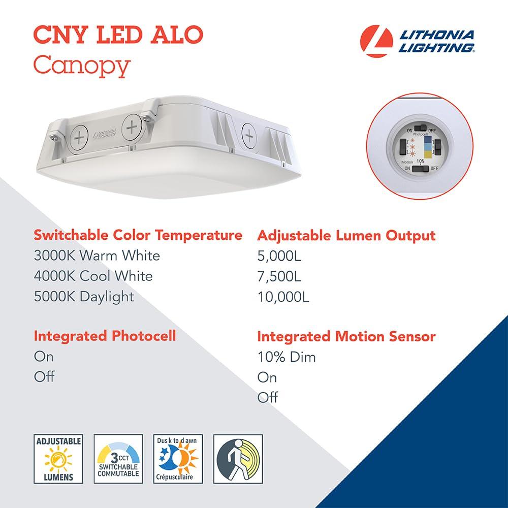 Lithonia Lighting Lithonia Lighting Outdoor CNY LED Canopy Light Photocell On/Off/10% Motion White