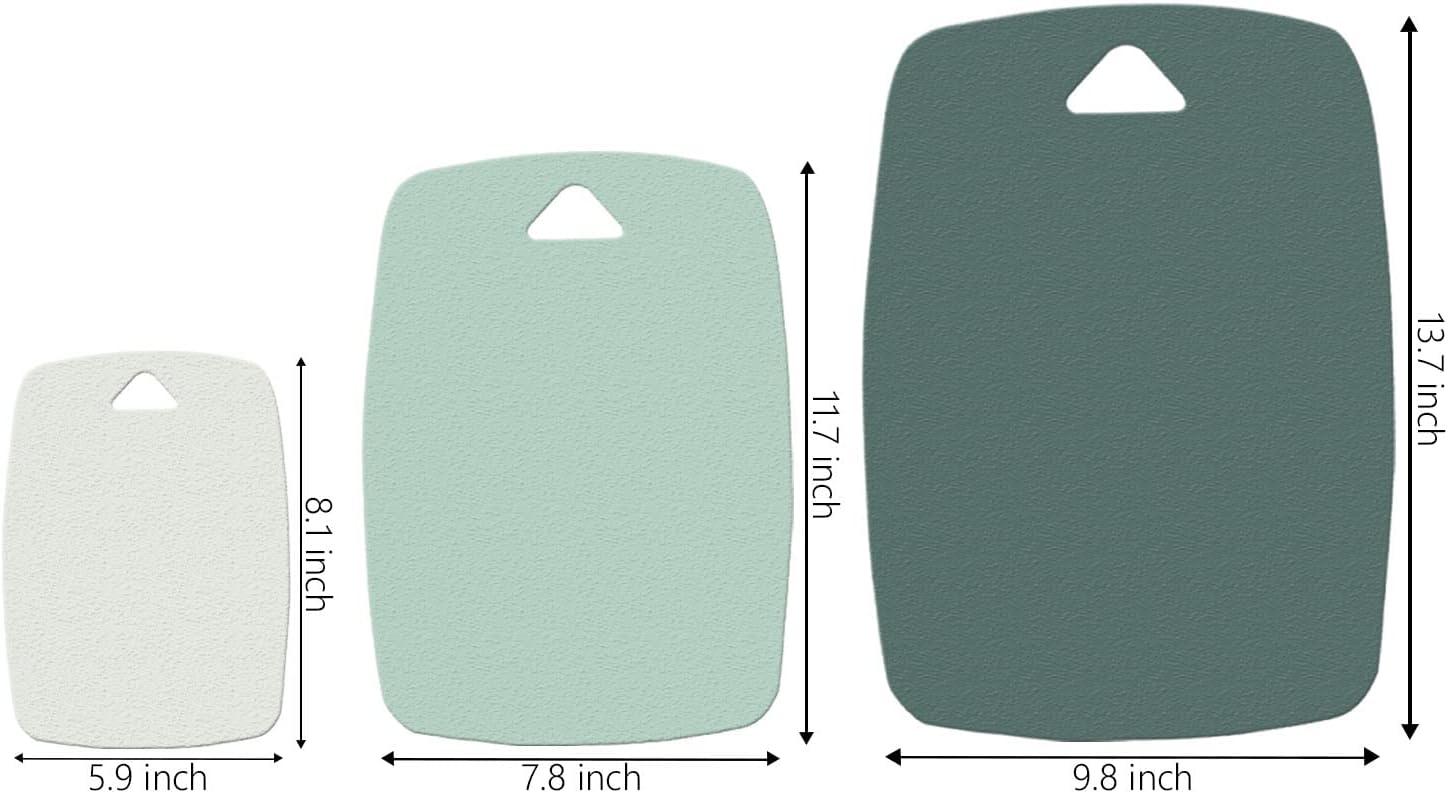 Set of 3 Green and Beige Plastic Cutting Boards