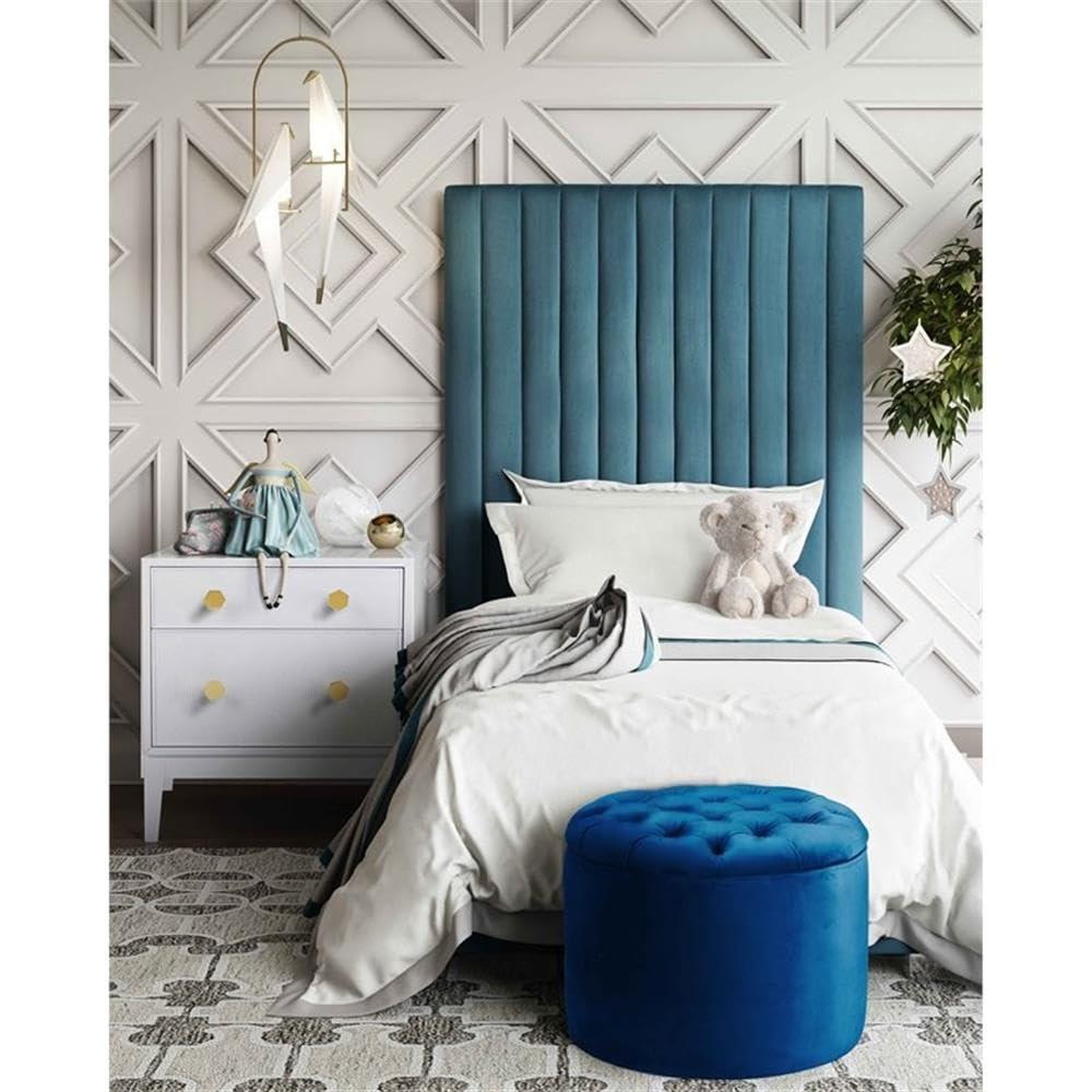 WTYNKAE Queen Velvet  Ottoman  Navy Blue