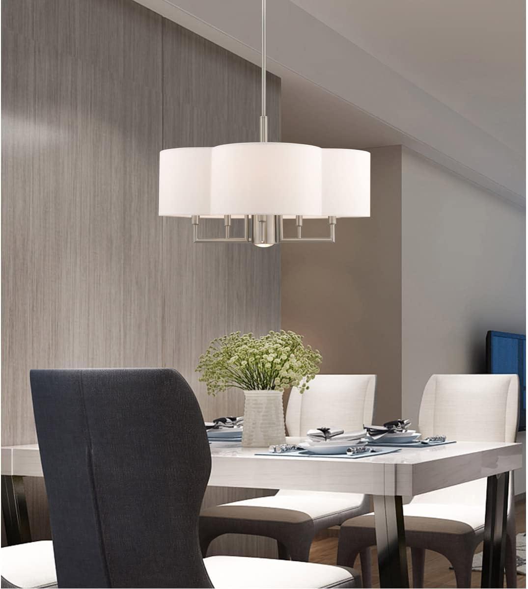 Chelsea Clover-Shaped 6-Light Brushed Nickel Pendant Chandelier