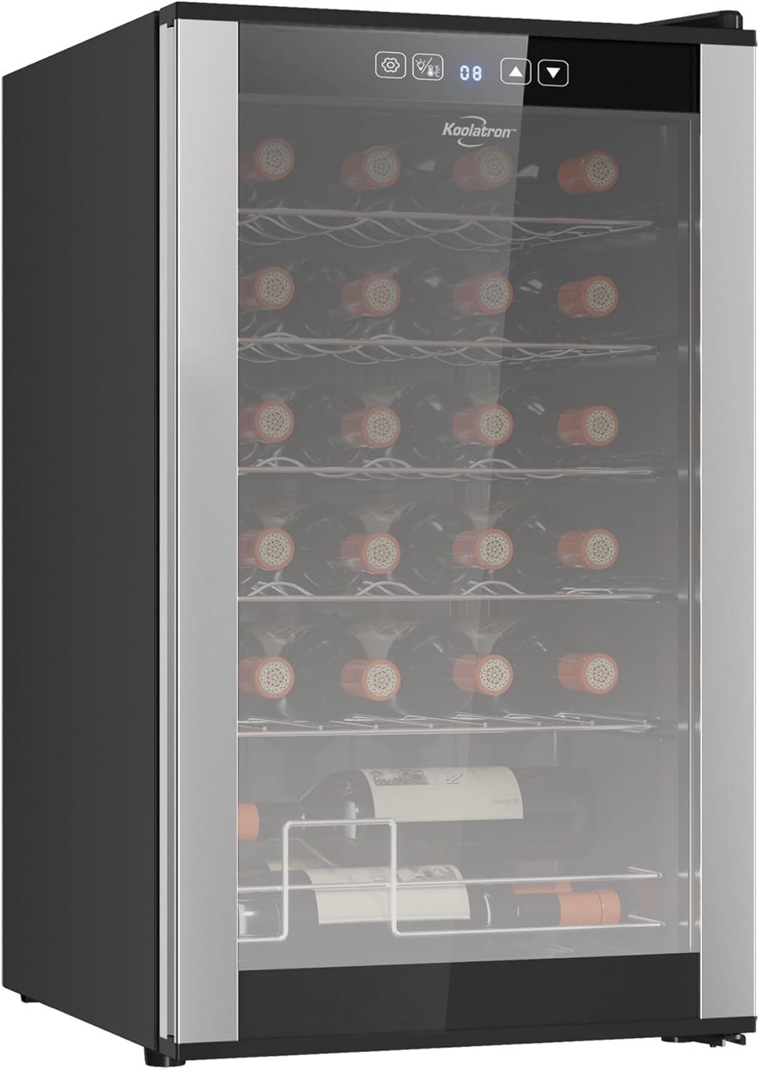24 Bottle Dual Zone Wine Cooler, Black, 2.4 cu. ft. (68L) Freestanding Wine Fridge