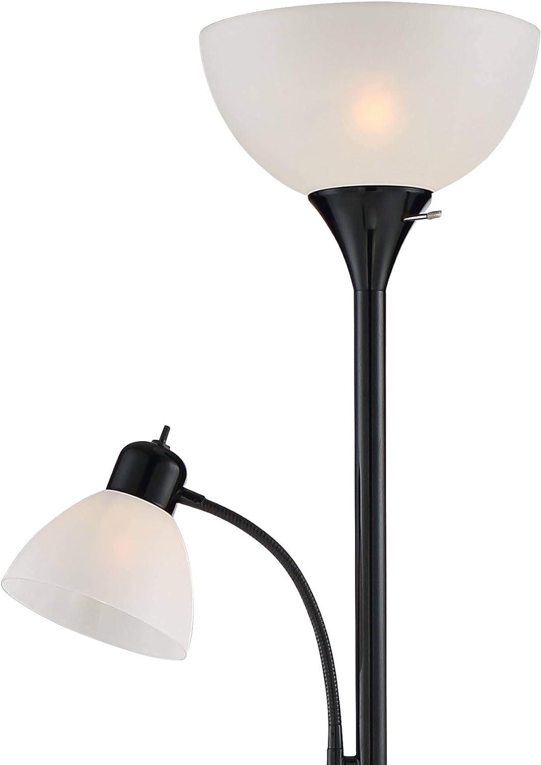 Alexa-Enabled Modern Black Torchiere Floor Lamp with Adjustable Multi-Head