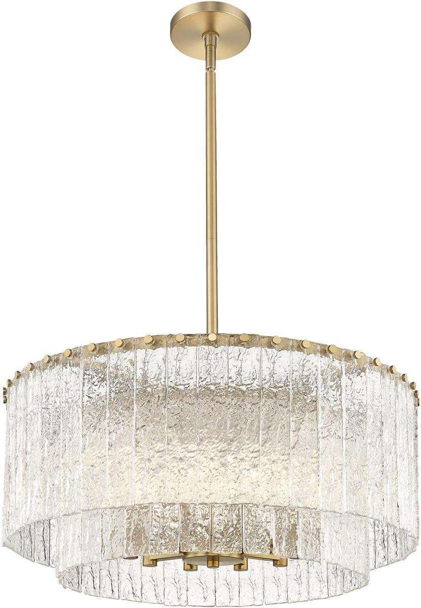 Glacier Modern Gold and Glass Two-Tier Pendant Light