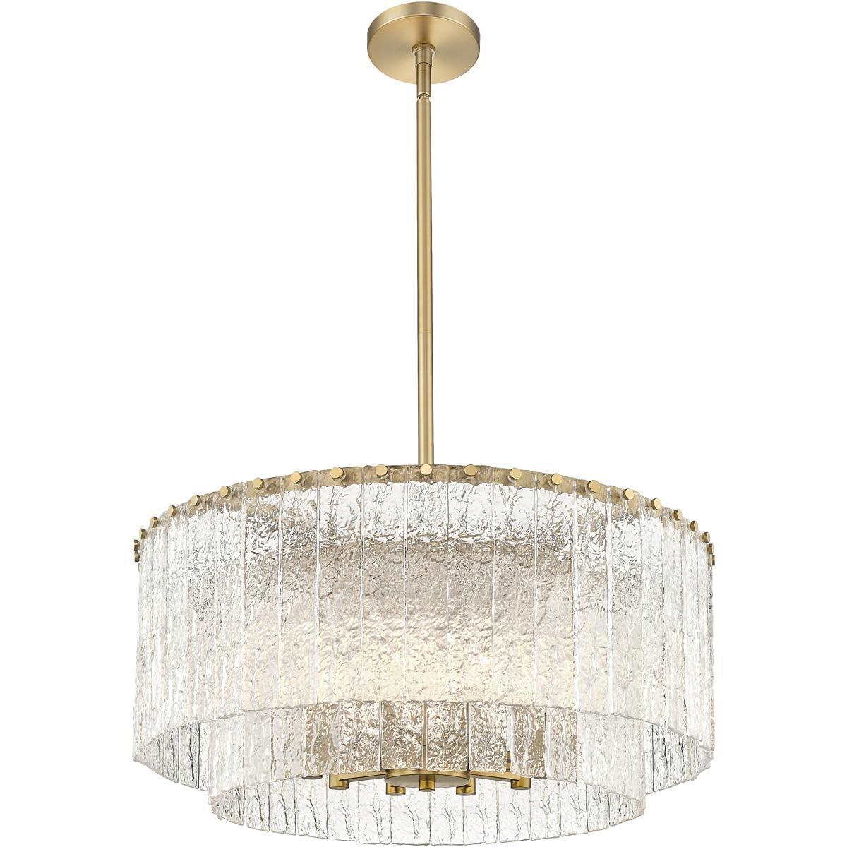 Glacier Modern Gold and Glass Two-Tier Pendant Light