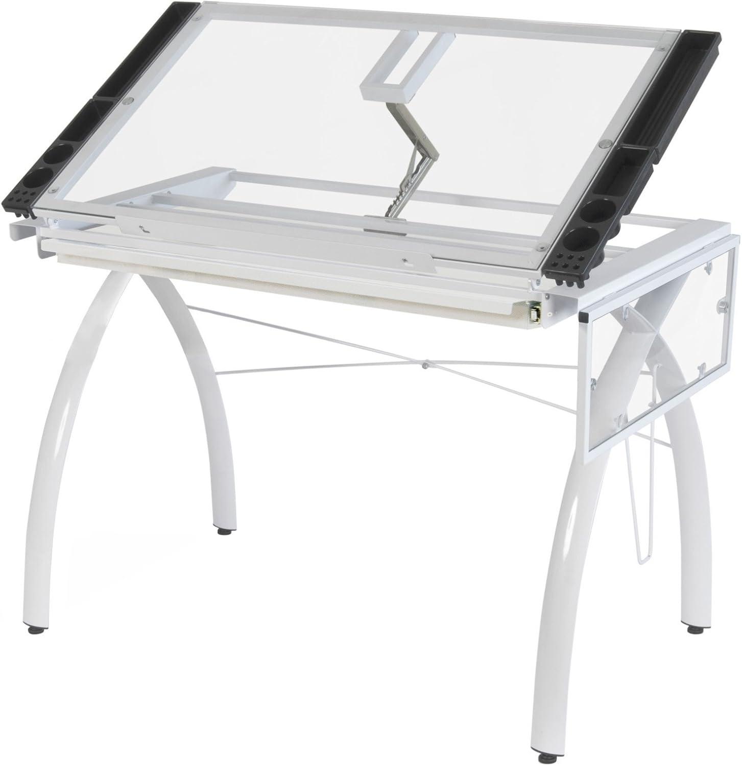 Courson Glass Top Metal Base Drafting Table