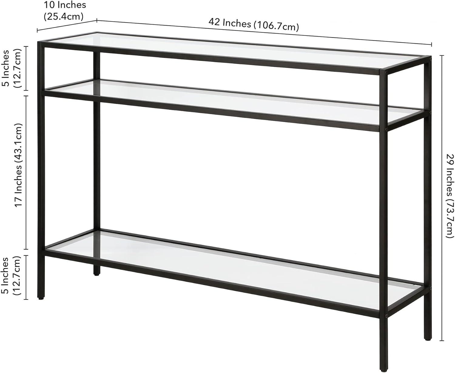 Evelyn&Zoe Siviline 42" Wide Rectangular Console Table, Blackened Bronze