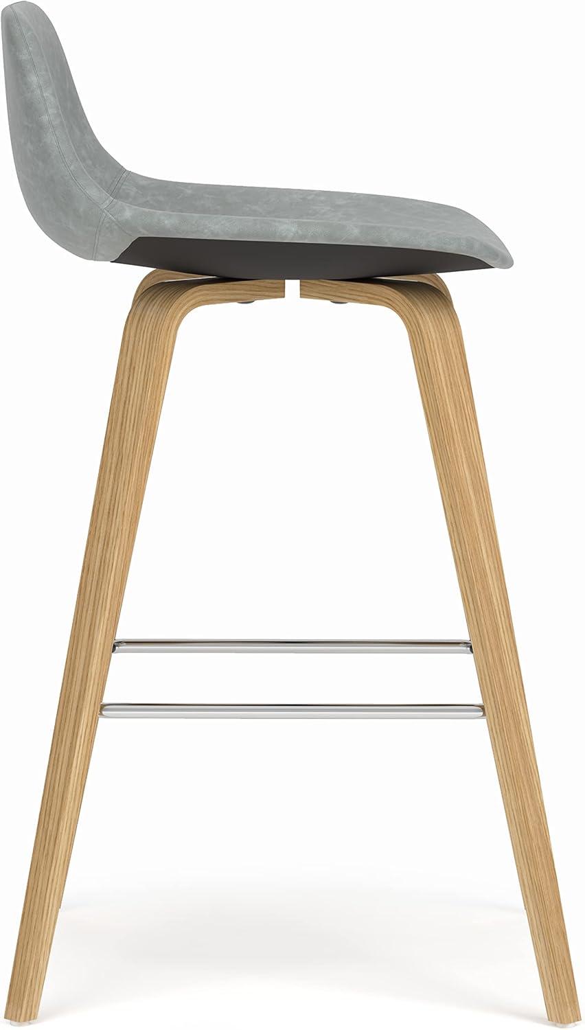 Stone Grey Leather and Wood Counter Height Stool Set