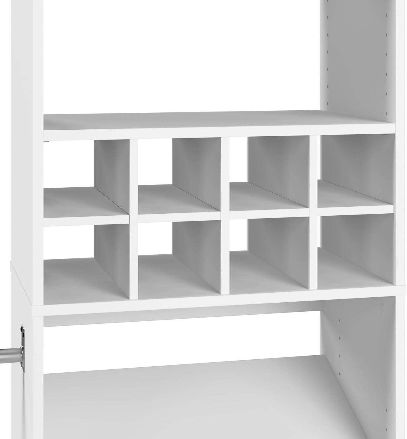 Bestar Carina 24W Closet Organizer With Shoe Shelves, Clothing Rods And Cubbies
