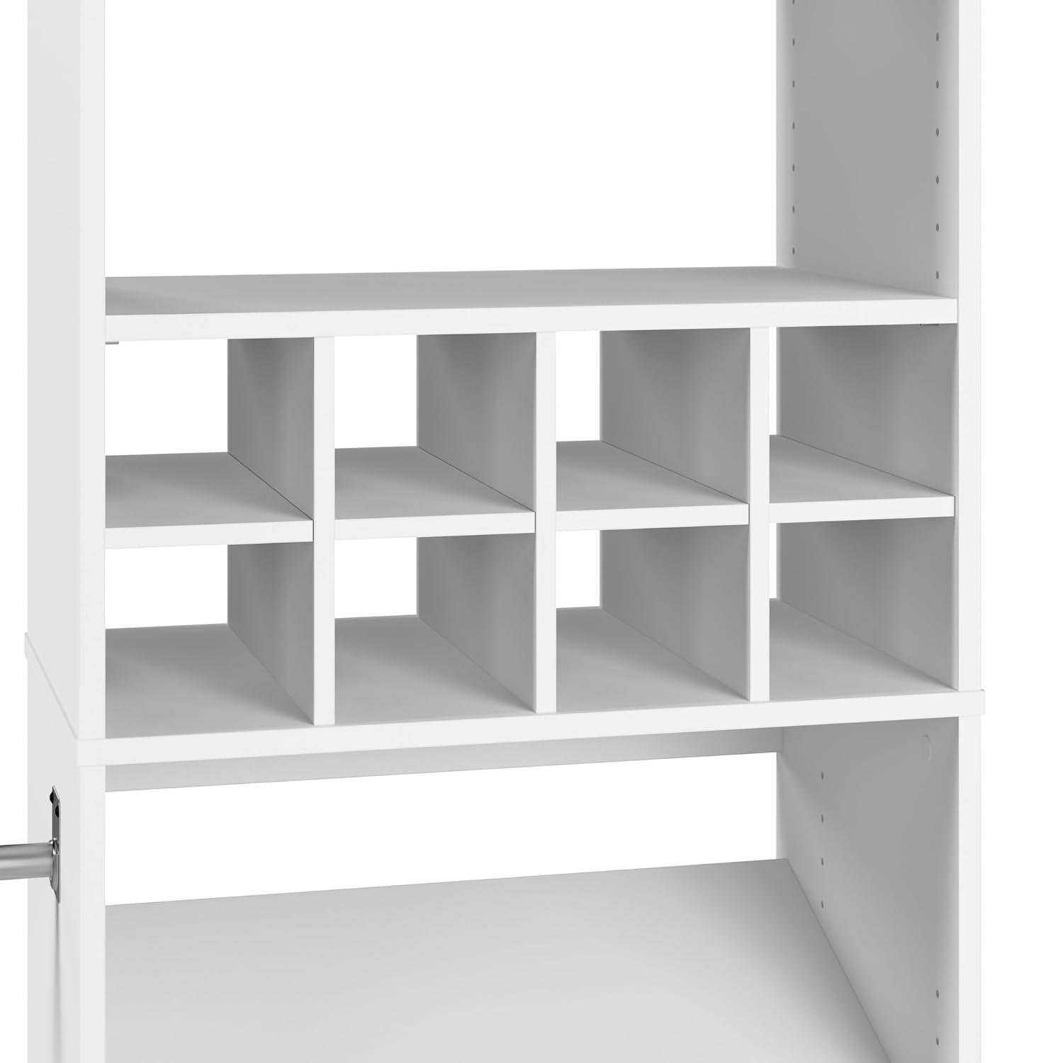Bestar Carina 24W Closet Organizer With Shoe Shelves, Clothing Rods And Cubbies