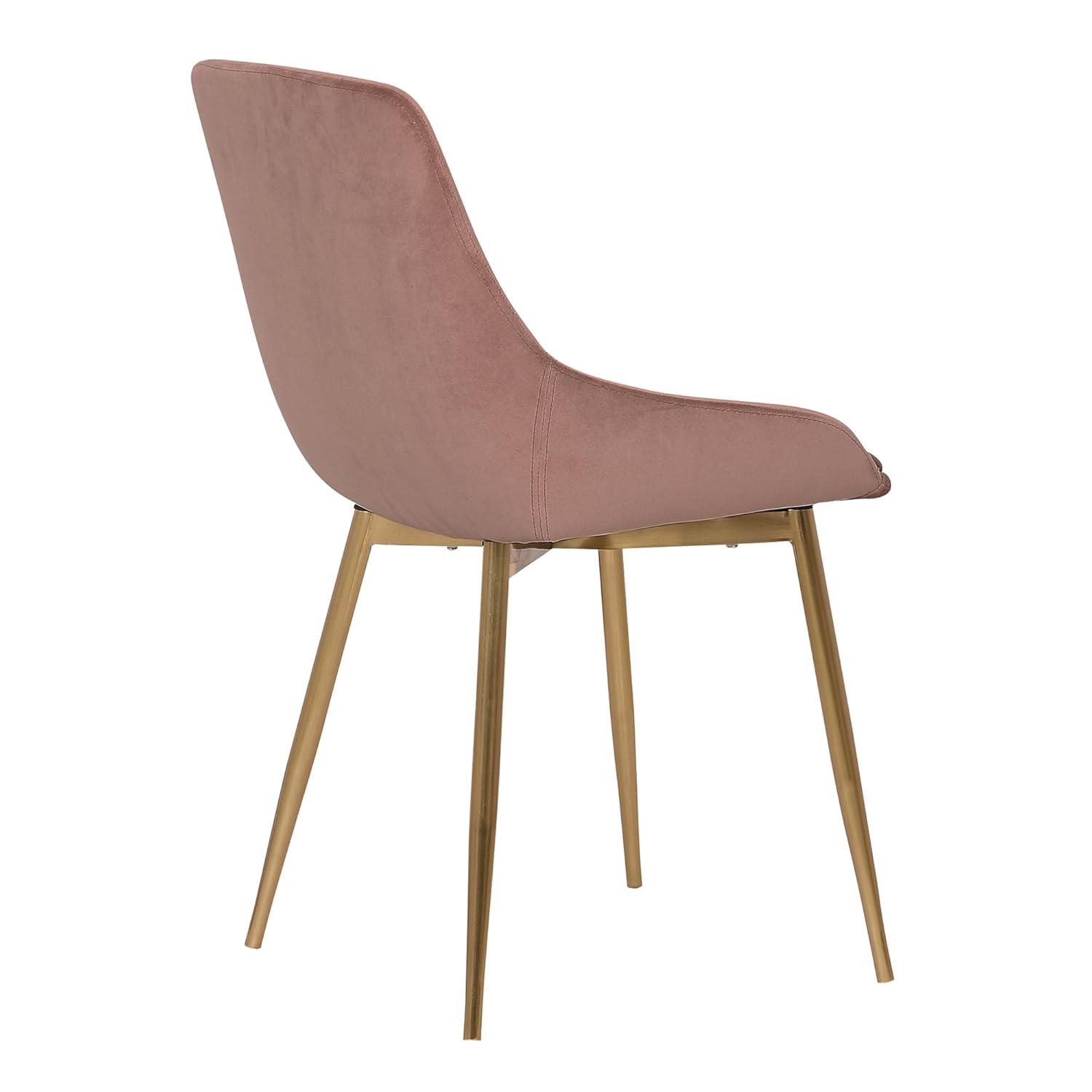 High Back Pink Velvet Upholstered Arm Chair with Metal Legs