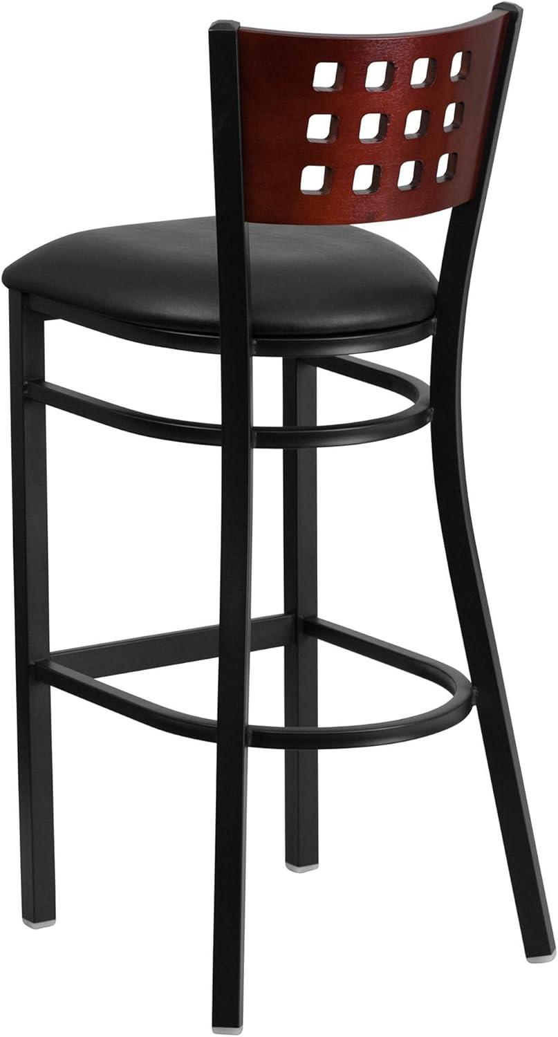 Flash Furniture Black Decorative Cutout Back Metal Restaurant Barstool