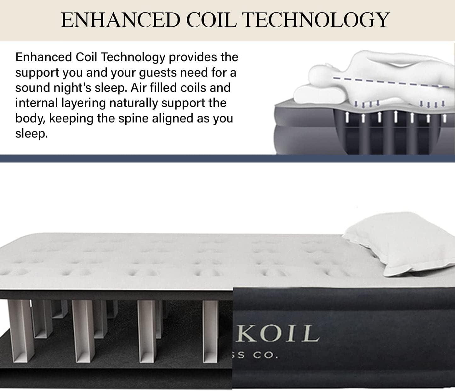 King Koil Plush Pillow Top Luxury Twin Air Mattress with Built-in High-Speed Pump for Camping, Home & Guests - Airbed Inflatable Blow Up Mattress, Waterproof, 1-Year Manufacturer Warranty