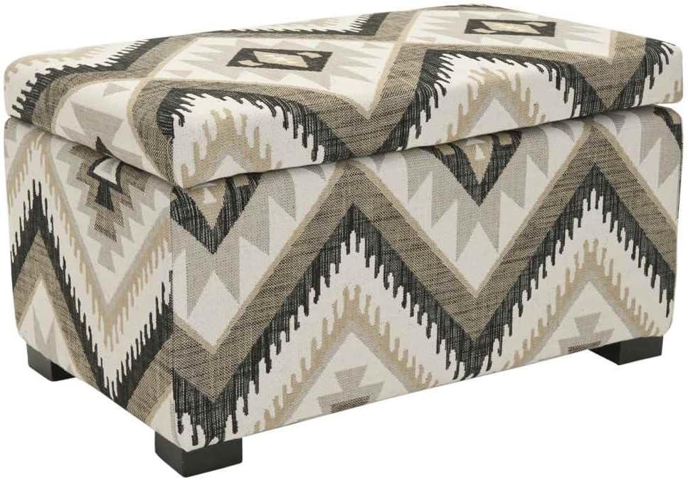 Small Tribal Design Linen Storage Bench with Birch Wood