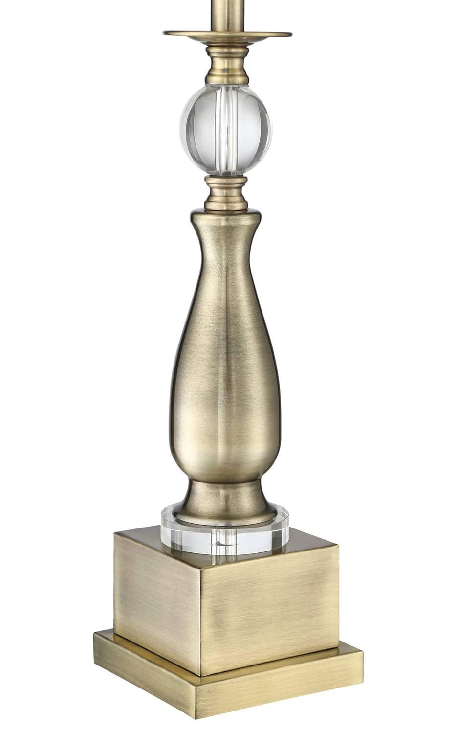 Possini Euro Design Doris Traditional Table Lamp 30 1/2" Tall Brass Candlestick Openwork Double Drum Shades for Bedroom Living Room Bedside Nightstand