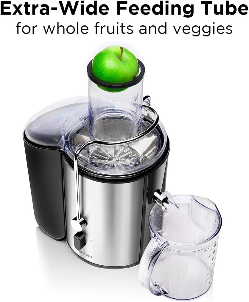 Chefman Stainless Steel Dual-Speed Electric Juicer with Extra-Wide Feeding Tube