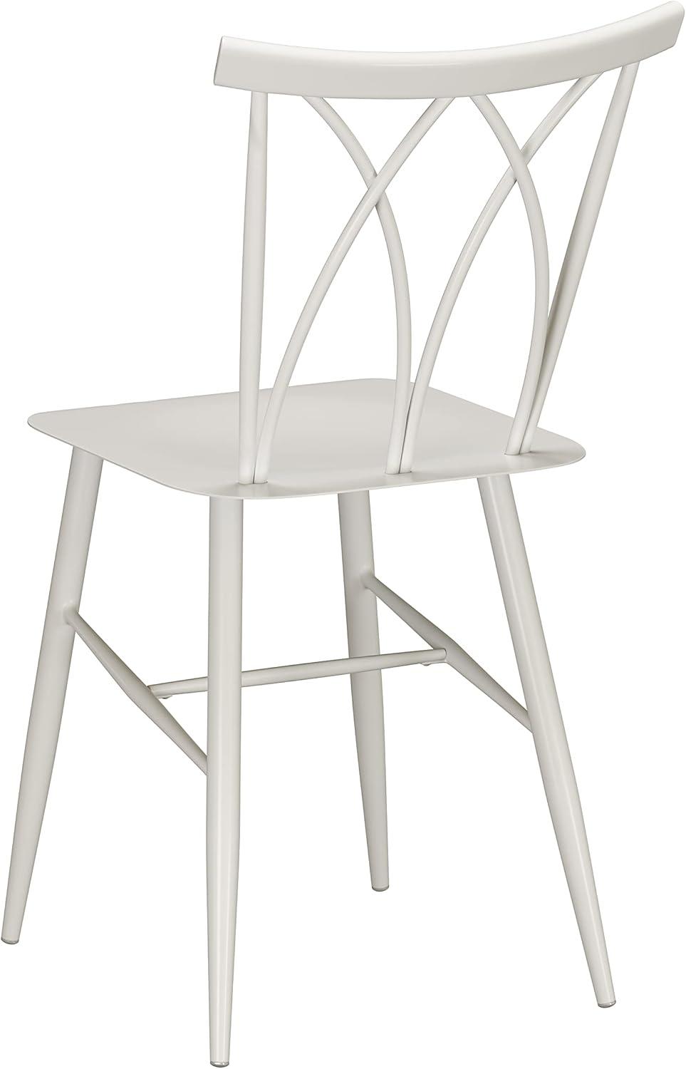 White Cross Back Wood and Metal Side Chair Set