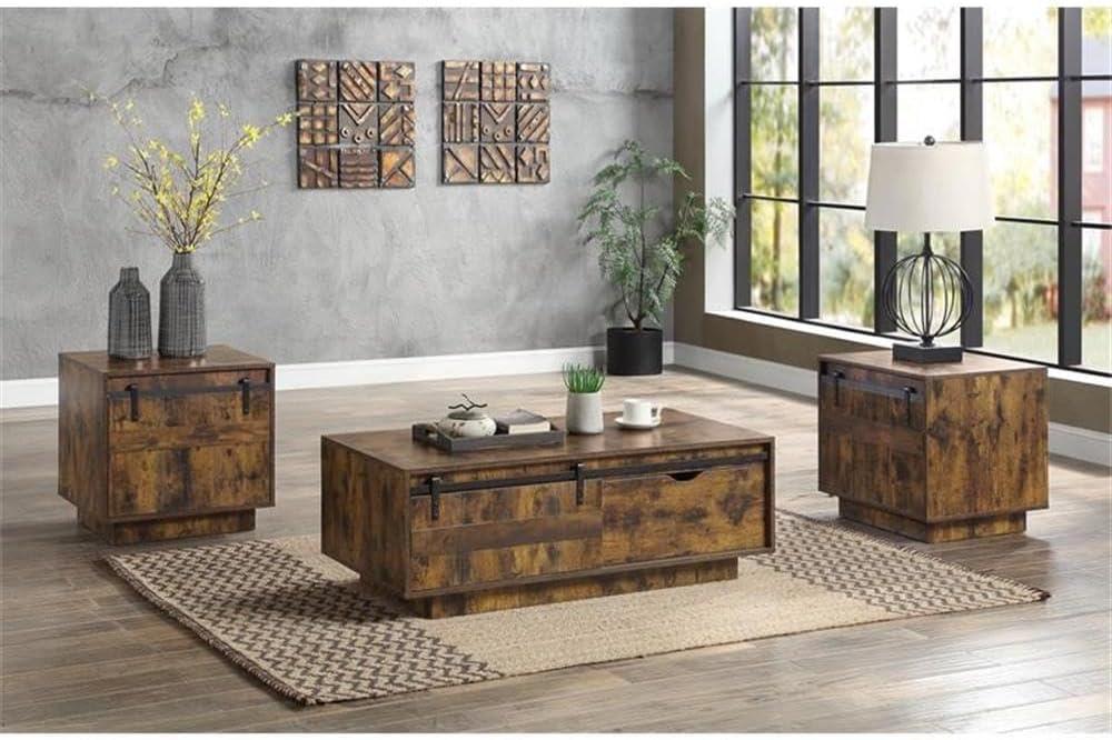 ACME Bellarosa Wooden Rectangular Storage Coffee Table in Rustic Oak