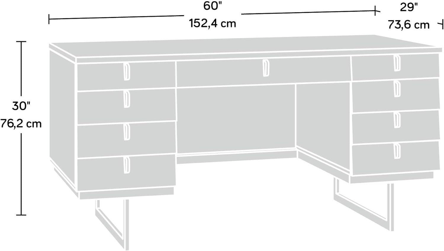 Sauder International Lux Executive Desk, Diamond Ash Finish