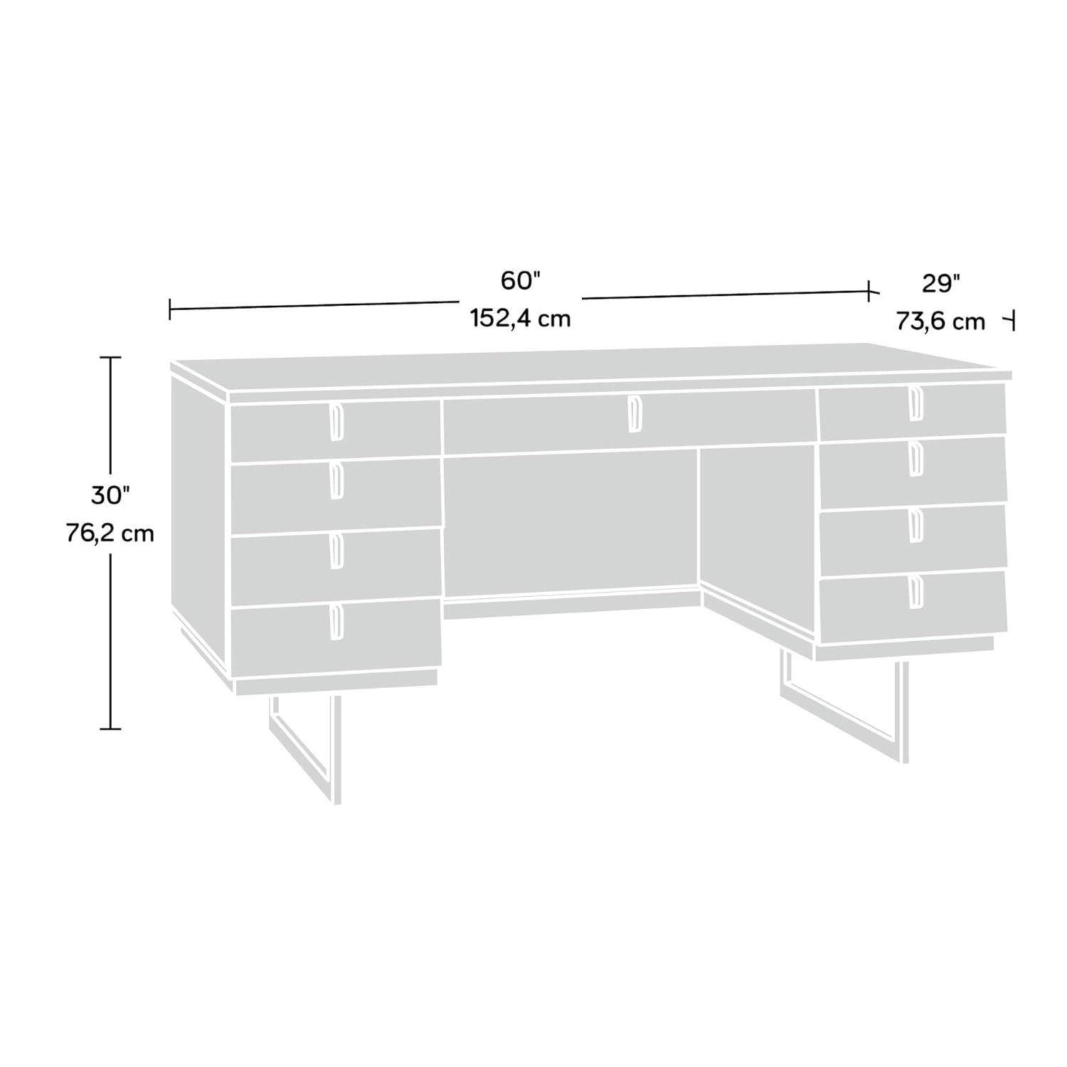 Sauder International Lux Executive Desk, Diamond Ash Finish