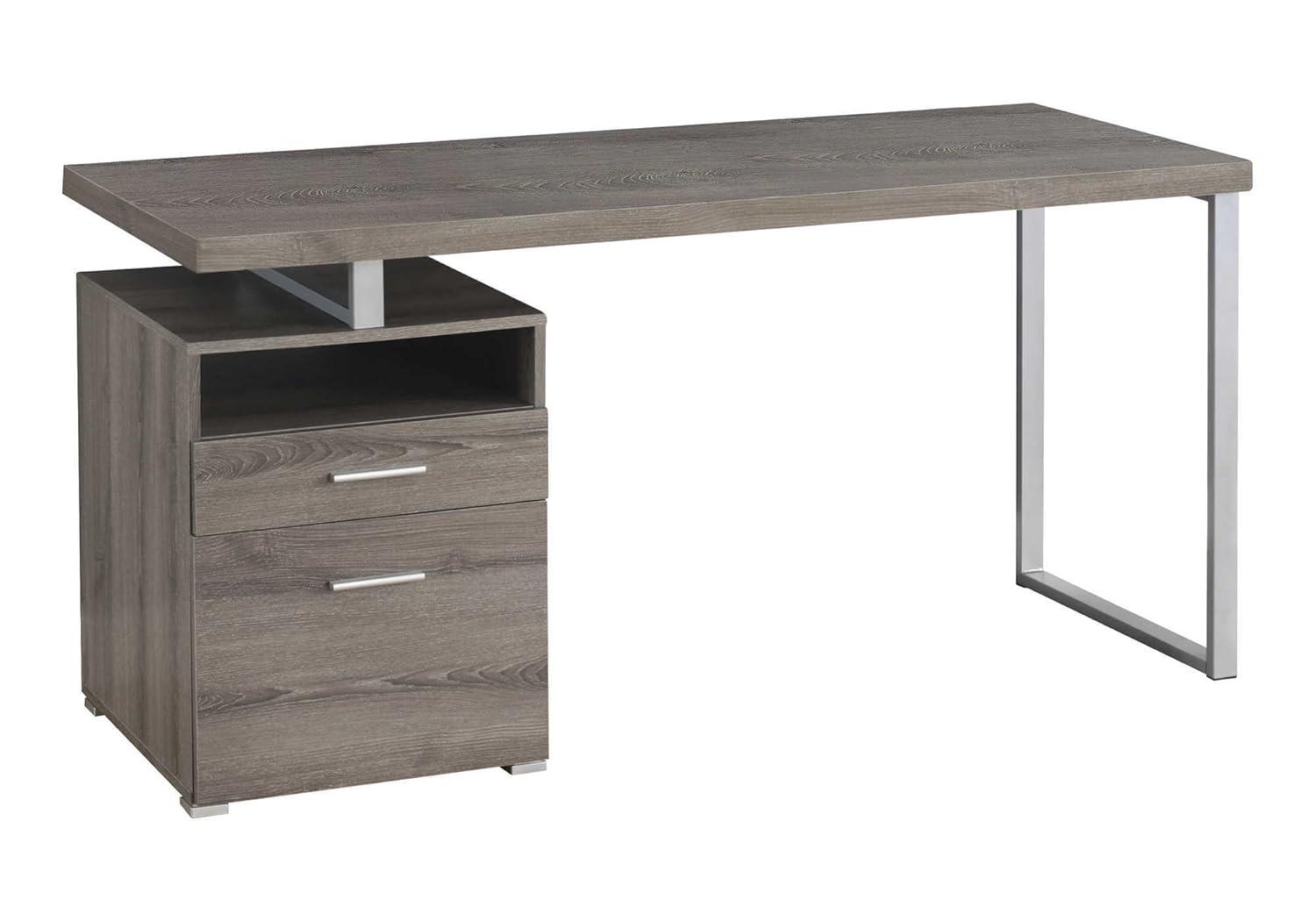 Monarch Specialties Computer Desk, Home Office, Laptop, Storage Drawers, 60"L, Work, Brown Laminate