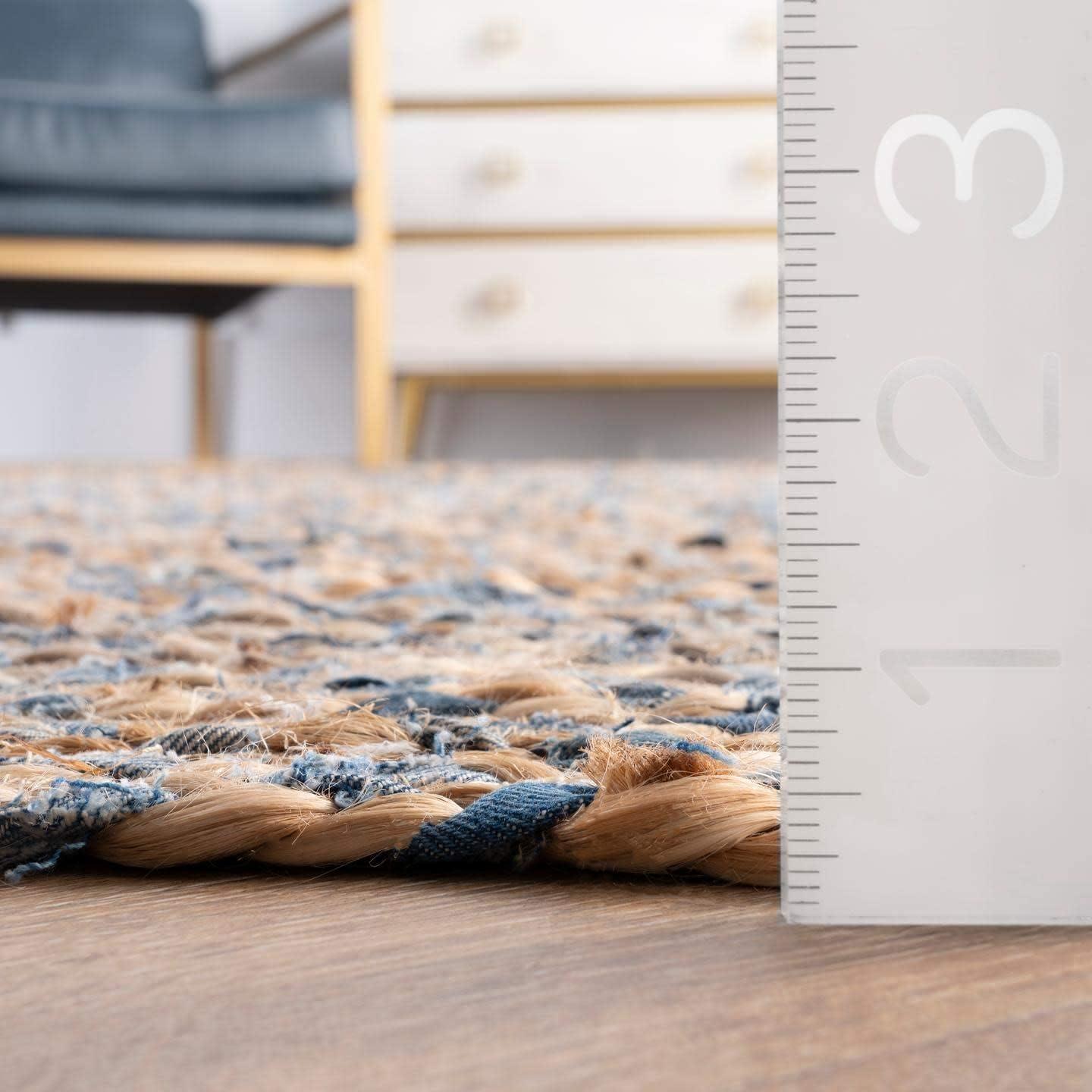 nuLOOM Eliz Braided Denim and Jute Area Rug