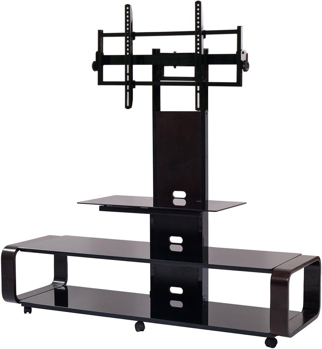 TransDeco Flat panel TV mounting system w/ 3 AV shelves for up to 85Inch plasma or LCD/LED TVs - Espresso/Black