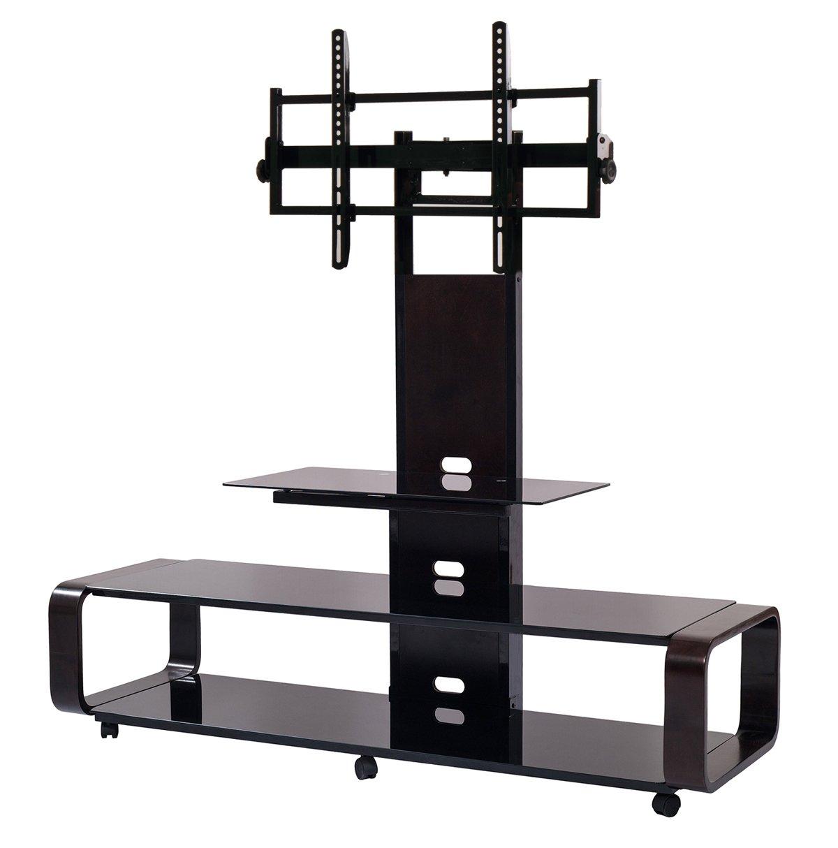 TransDeco Flat panel TV mounting system w/ 3 AV shelves for up to 85Inch plasma or LCD/LED TVs - Espresso/Black